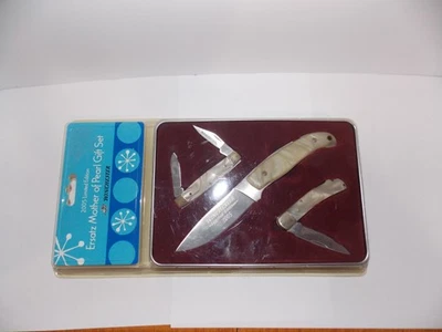 WINCHESTER 2005 LIMITED EDITION MOTHER OF PEARL 3 PIECE KNIFE SET NEW IN BOX - Image 1 of 2