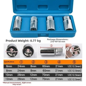 4 Piece Headless Screw Extractor Set With 6mm 8mm 10mm 12mm Bolt Removers - Picture 1 of 5