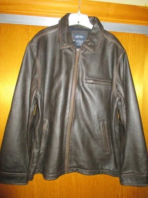 Мужская Cherokee совершенно темно коричневый 100% кожи молнии куртка Sz. L - Изображение 1 из 4