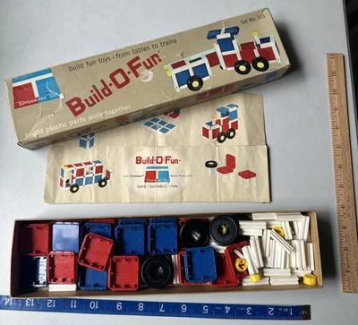 Vintage Build-O-Fun Tupperware Toys Building Plastic ToySet with Box & Manual - Image 1 of 4