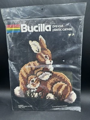 Vintage Bucilla Plastic Canvas Kit Bunnies Easter Pre Cut #5925 Sealed 10 X 10 - Image 1 of 2
