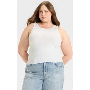 Canotta universale filo bianco a costine senza maniche girocollo casual 1X nuova con etichetta - Foto 1 di 10