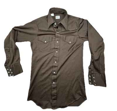Vintage Lee Western Shirt Pearl Snap Size 15-34 (M) Made in USA — 第 1/4 张图片