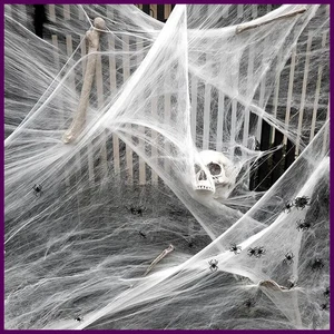 Decorazione Halloween Ragnatela Bianca Artificiale Elastica Ragnatela per - Foto 1 di 30