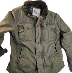 Chaqueta de Campo American Eagle Para Hombres Grande Granero Militar Y2K Cuello Sherpa Utilidad - Imagen 1 de 13