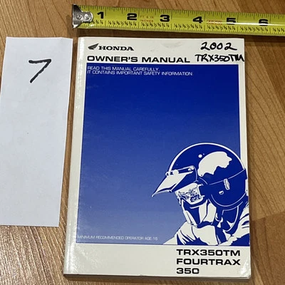 Honda TRX350TM 2002 Fourtrax 350 manual del propietario fabricante de equipos originales Foto 1 de 4
