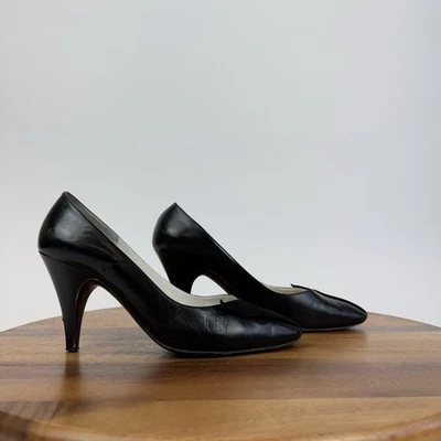 Zapatos de salón Bruno Magli Bologna vintage de cuero negro con tacón ancho para mujer talla EU 35,5 Foto 1 de 4