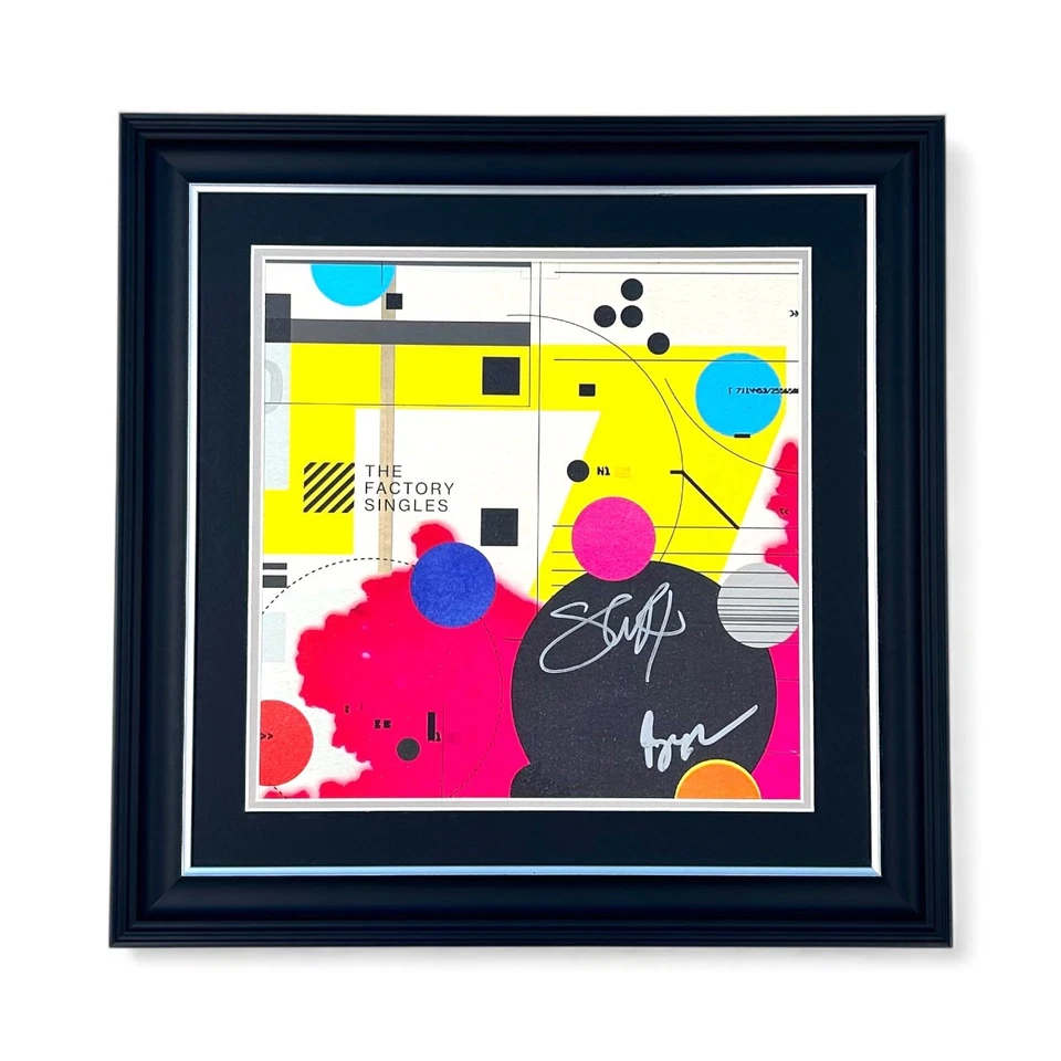 Shaun Ryder Bez SIGNED Happy Mondays The Factory Singles Album Display Autograph - Image 1 of 4