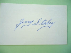 Jerry Staley - Tarjeta de índice autografiada de 3X5" - Cardenales de San Luis - Imagen 1 de 1