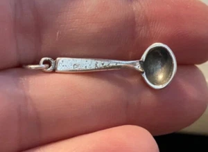 Sterling Silver 3D 10x27mm Kitchen Cooking Soup Ladle Serving Spoon Charm - Picture 1 of 4