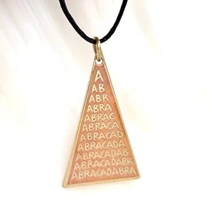 Abracadabra Pendant Necklace Amulet Occult Talisman Abraca Triangle Mixed Metal - Picture 1 of 16