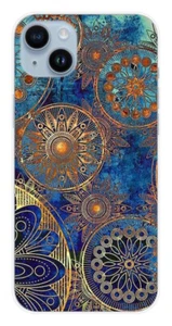 Coque en silicone imprimée compatible Apple iPhone 15 Plus Mandalla bleu - Picture 1 of 3