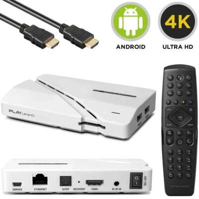 Dreambox Play UltraHD 4K UHD Bluetooth LAN Android TV 11 IP-Receiver Weiß - Bild 1 von 4