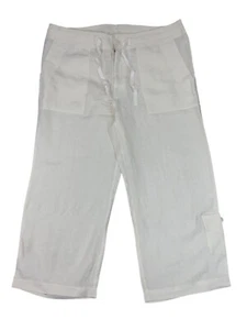 Eddie Bauer Womens White Wide and Linen Capri Pants Size 12 - NEW - Picture 1 of 22