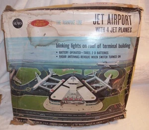 SEARS TURNPIKE JET AIRPORT BATTERY TIN TOY WITH PLANES JAPAN 1960s BOXED WORKS - Picture 1 of 11