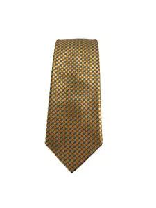 Charles Tyrwhitt Silk Mens Necktie Tie Orange Gold Blue Geometric - Picture 1 of 7