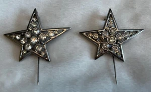 Par de broches/alfileres vintage con forma de estrella de diamantes de imitación - Imagen 1 de 3