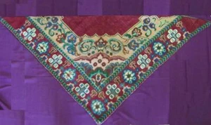 19C. ANTIQUE HAND EMBROIDERED PILLOW CASE w/WOOL THREADS  - Picture 1 of 10