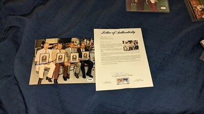 Carl Yastrzemski Johnny Bench Schoendienst Barlick Signed 8x10 HOF Photo PSA/DNA - Image 1 of 4