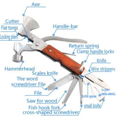 16 in 1 Multi Tool Hammer Survival Emergency Tool Outdoor Camping Gear Knife AU - image 1 of 4
