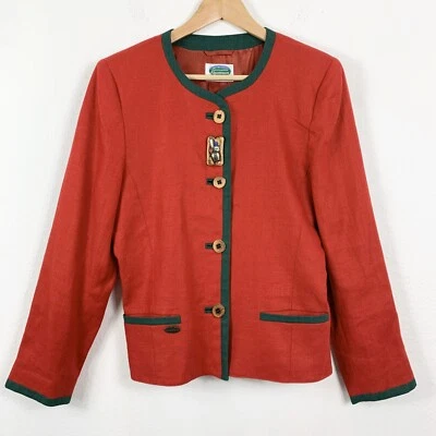 Blazer Vintage Talla 10 Rojo Trachtenmoden Alpentraum Almohadillas con Botones  Foto 1 de 4
