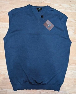 Toscano 100% Merino Wool Sweater Ves 2XLT 2XL Tall V-Neck Washable Pullover NEW  - Picture 1 of 9
