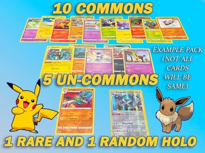 Pokémon  Starter Bundle Cards - 10 Commons, 5 Uncommons, 1 Rare, 1 Holo (random) - Image 1 of 2