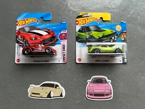 2x Hot Wheels Mazda MX-5 Miata HYW18 1/250 - 2025 HW Dream Garage HW + STICKER - Bild 1 von 2