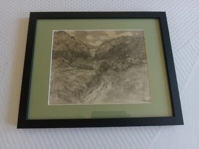 Artista Americano C. Albright Hilly Paisaje Carbón Dibujo 1920 Foto 1 de 4