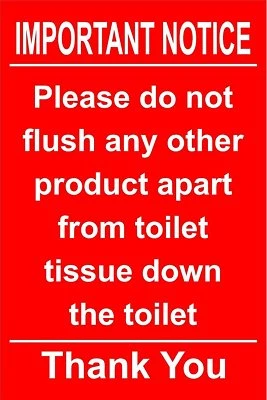 Important notices please do not flush any other product - Sticker 150x100mm