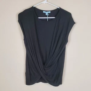 She & Sky Black Twist Front Blouse Size Small - Picture 1 of 7