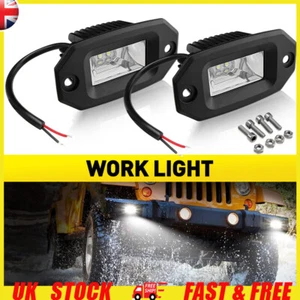 2x 3" Flush Mount LED Work Light Flood Bumper Reverse Driving Pods Offroad Truck - Picture 1 of 13