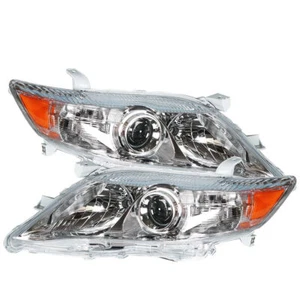 Headlight For 10-11 Toyota Camry Hybrid Pair Set Chrome Halogen Driver+Passenger - Foto 1 di 10