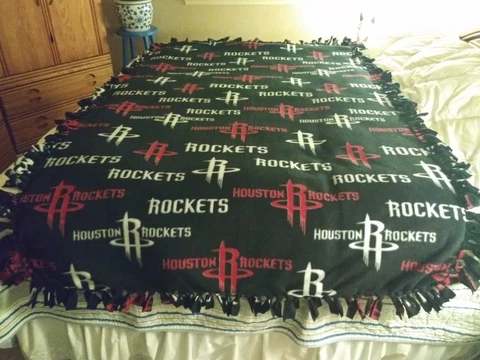 Houston Rockets"HANDMADE"XLarge Double Fleece Anti-Pill No-Sew Blanket Cover