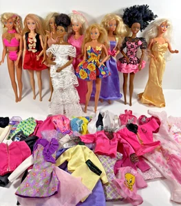 Vintage 80s 90s Mattel Barbie Doll Lot Of 9 w/ LOTS OF EXTRA CLOTHES (BC11) - Picture 1 of 22