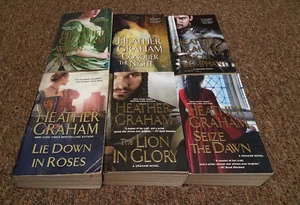 HEATHER GRAHAM 6 historical romance books LIE DOWN IN ROSES, SEIZE THE DAWN plus - Imagen 1 de 9