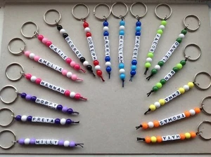 Personalised Bead Name Keyring, Party Bag Fillers Favours, School Bag Tag. - Picture 1 of 19