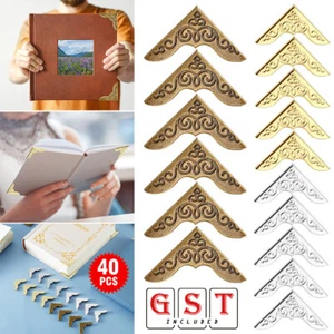 UP 100Pcs practical metal bronze Book Scrapbooking Album Menu Corner Protectors - Picture 1 of 14