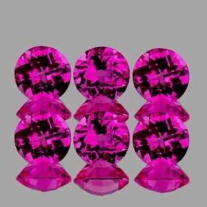 7x7 MM (6 Pcs) Natural Pink Sapphire Loose Gemstone EGL Certified Round Cut Lot - Picture 1 of 4