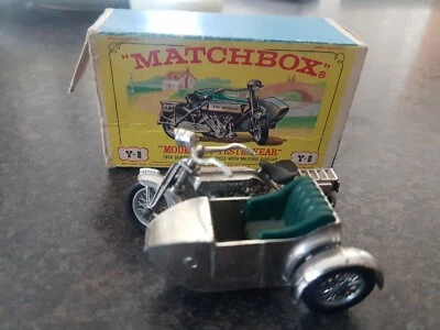 60-е годы 20 века литой Lesney Matchbox Y8 1914 солнечный луч мотоцикл Милфорд с коляской - Изображение 1 из 4