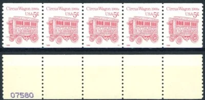 Circus Wagon Non-Luminescent 1995 PNC5 PL S1 MNH Scott 2452D Back # Last Stamp - Image 1 of 2
