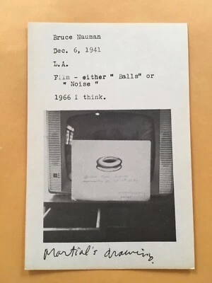 Cartão Bruce Nauman 1969 Lucy Lippard 557.087 exposição Seattle Vancouver - Imagem 1 de 2