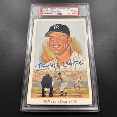 Perez-Steele Celebration Mickey Mantle Post Card Signed PSA/DNA /10000 - Image 1 of 4