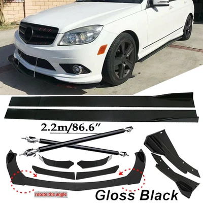Front Bumper Lip Spoiler Side Skirt Body Kit Glossy For Mercedes-Benz Foto 1 de 4