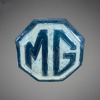Emblema octágono MG de colección años 20 OEM placa de rejilla delantera de metal auto deportivo MG temprano Foto 1 de 4