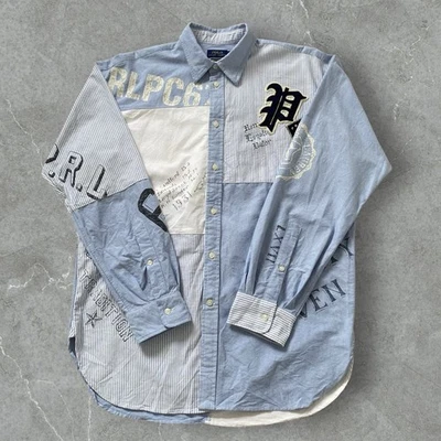 Camisa Polo Ralph Lauren Boyfriend Fit Patchwork M Rara Estampado Gráfico Oxford  Foto 1 de 4