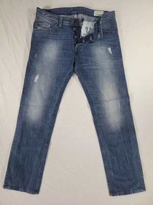 Jeans Diesel Darron Para Hombre 34x30 Regular Ajustado Cónico Desgastado Medio Lavado Foto 1 de 4