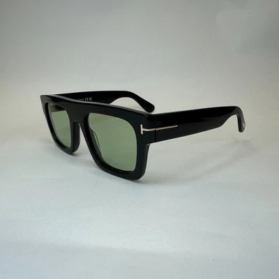 NUEVO AUTÉNTICO Tom Ford TF 711 FAUSTO 01N 53-20 Negro Brillante con Lentes Verdes Foto 1 de 4