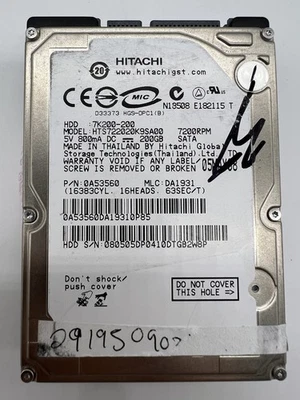 Hitachi HTS722020K9SA00 200GB 2.5" SATA HDD 7200RPM Laptop Hard Drive Tested - Image 1 of 4