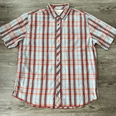 Camisa con botones de algodón orgánico a cuadros naranja sapo caliente para hombre grande Foto 1 de 4
